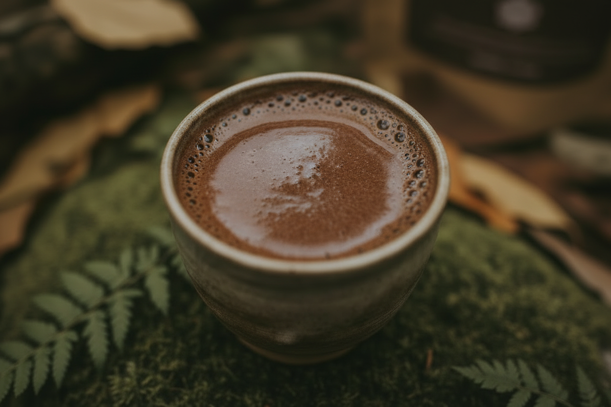 Extreme close-up cacao cup in nature